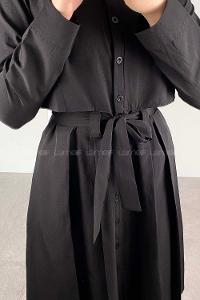 Modalamelif Önü Düğmeli Yazlık Trenç Siyah