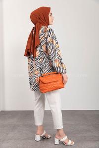 Lamelif Dikişli Pastelya Çapraz ÇantaTuruncu