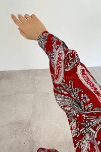 Modalamelif Şal Desen Dijital Baskı Gömlek Kırmızı