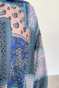 Modalamelif Şal Desen Dijital Baskı Gömlek Mavi