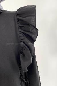 Black Shirt Collar Long Arm Unprinted Shirt