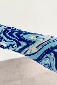 Blue Mock Turtle Neck Long Arm Viscose Fabric Body