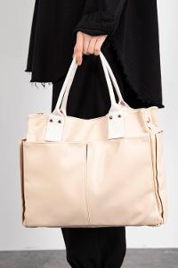 Lamelif Kadın Everyday Suni Deri Çapraz Çanta Roma Krem