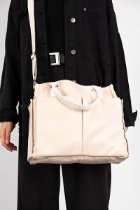 Lamelif Kadın Everyday Suni Deri Çapraz Çanta Roma Krem