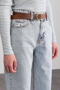 Modalamelif Bol Paça Dökümlü Paça Kesik Jeans Kar Yıkama