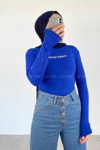 Sax Crew Neck Long Arm Without Accessories Printed Blouse