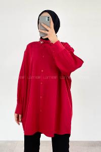 Modalameli Yaka Çakma Taş Gömlek Bordo