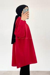 Modalameli Yaka Çakma Taş Gömlek Bordo