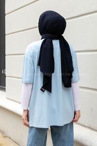 Modalamelif Wellness Baskılı T-Shirt Açık Mavi