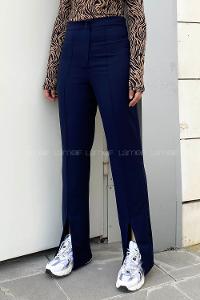 Modalamelif Yırtmaç Detaylı Havuç Paça Pantolon  Lacivert