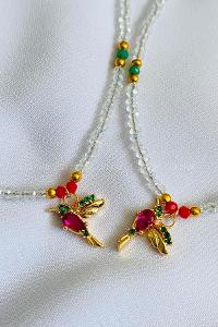 White-1 Gold Straight Necklace