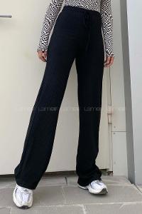 Modalamelif Beli Bağcıklı Kaşkorse Pantolon Siyah