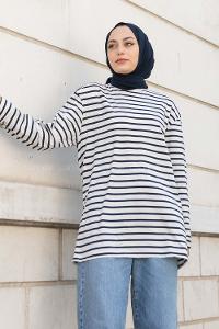 Navy Blue Crew Neck Long Arm Unprinted Sweatshirt