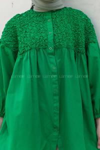 Green Neck Neck Combed Fabric Unprinted Tunic