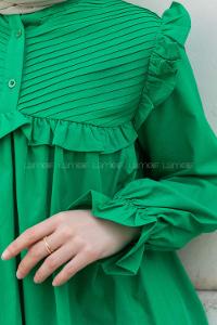 Green Neck Neck Combed Fabric Unprinted Tunic