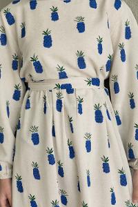 Bone Sax Crew Neck Linen Printed Dresess