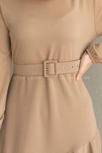 Brown With Milk Medium Crew Neck Knitwear Unprinted Dresess