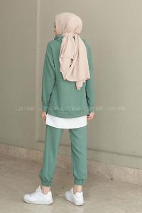 Mint Green Hood Neck Long Arm Without Accessories Ayrobin Elastic Trousers Comfortable Suit