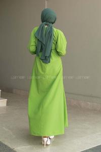 Grassgreen Medium Crew Neck Cotton Fabric Unprinted Dresess