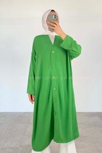 Green Loose Crew Neck Long Arm Knitwear Cardigan