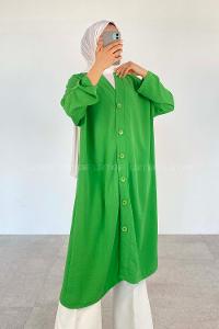 Green Loose Crew Neck Long Arm Knitwear Cardigan