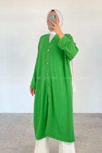 Green Loose Crew Neck Long Arm Knitwear Cardigan