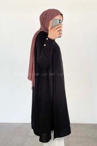 Black Crew Neck Cotton Fabric Unprinted Tunic