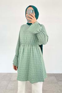 Mint Green Medium Crew Neck Cotton Unprinted Tunic