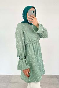 Mint Green Medium Crew Neck Cotton Unprinted Tunic