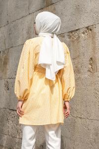 Modalamelif Bisiklet Yaka Kemerli Tunik Sarı