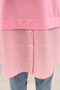 Pink Crew Neck Cotton Unprinted Tunic