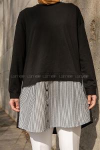 Black Crew Neck Cotton Unprinted Tunic