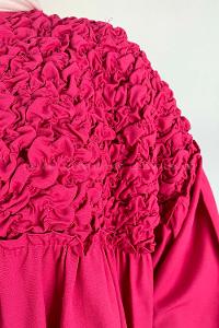 Fuchsia Neck Neck Combed Fabric Unprinted Tunic