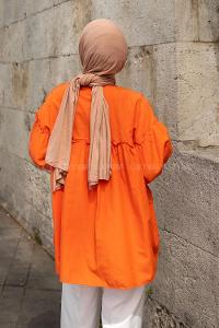 Orange Neck Neck Combed Fabric Unprinted Tunic