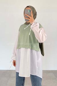 Plum Green Crew Neck Cotton Unprinted Tunic