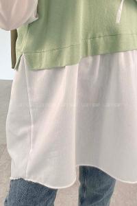 Plum Green Crew Neck Cotton Unprinted Tunic