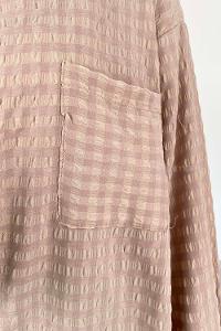 Beige Shirt Collar Long Arm Cotton Fabric Unprinted Shirt