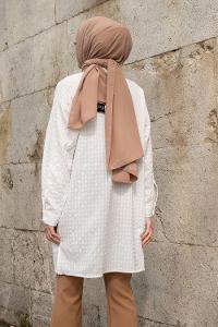 White-1 Shirt Collar Long Arm Cotton Fabric Unprinted Shirt