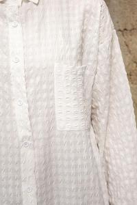 White-1 Shirt Collar Long Arm Cotton Fabric Unprinted Shirt