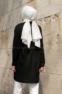 Black Shirt Collar Long Arm Cotton Fabric Unprinted Shirt