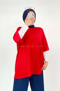 Red Crew Neck Short Arm Cotton Unprinted T-shirt