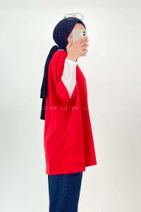 Red Crew Neck Short Arm Cotton Unprinted T-shirt