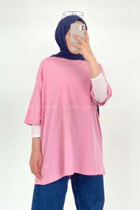 Powder Crew Neck Short Arm Cotton Unprinted T-shirt