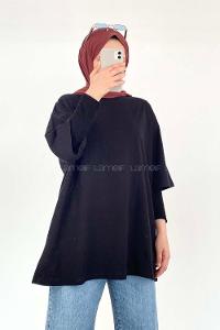 Black Crew Neck Short Arm Cotton Unprinted T-shirt