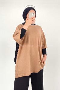 Brown With Milk Crew Neck Short Arm Cotton Unprinted T-shirt