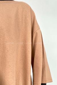 Brown With Milk Crew Neck Short Arm Cotton Unprinted T-shirt