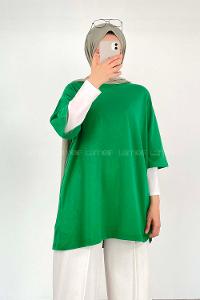 Green Crew Neck Short Arm Cotton Unprinted T-shirt