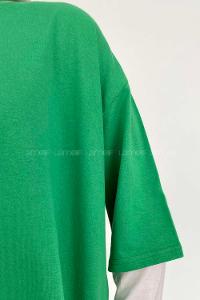 Green Crew Neck Short Arm Cotton Unprinted T-shirt
