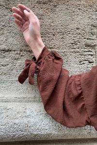 Bitter Brown Bat Sleeve Arm Without Accessories Viscose Fabric Straight Kimono