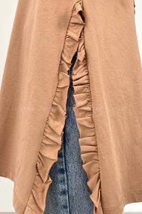 Brown With Milk Crew Neck Short Arm Cotton Unprinted T-shirt